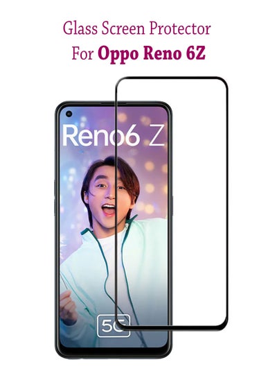 Buy Tempered Glass Screen Protector For Oppo Reno 6Z - Black/Clear in Saudi Arabia