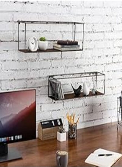 اشتري Black Metal Wall-Mounted Rectangular Display Shelf 60x20x15 - Brown في مصر