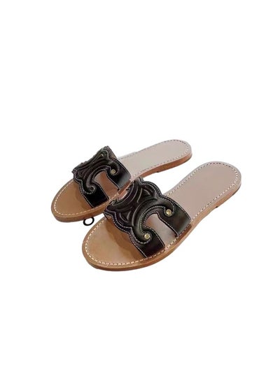 Buy Leather Flip Flop For Women Stylish, Affordable, Daily Wear Ladies Slip On Elegant Slipper Made Of PU Leather in UAE