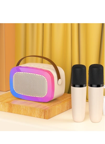 اشتري Mini Karaoke Machine Wireless Bluetooth Karaoke Microphone Portable Bluetooth Speaker with 2 Wireless Microphone with LED Lights, Gifts for Kids and Adults في السعودية