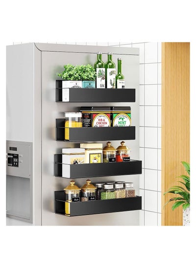 اشتري COOLBABY 4 Pack Kitchen Refrigerator Side Shelf Moveable Fridge Magnetic Spice Racks Punch Free Storage Rack في الامارات