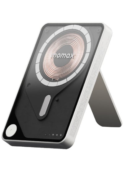 اشتري Momax 1-Power X PRO 5000mAh Magnetic Wireless Power Bank with Stand and Built-in USB-C Cable - White في الامارات