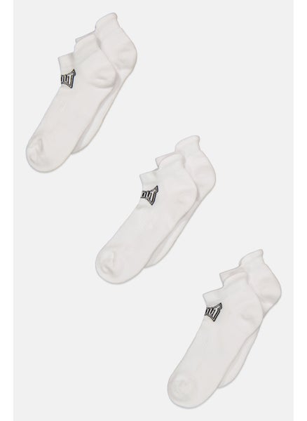 اشتري Men 3 Pairs Ankle Socks, White/Black في الامارات