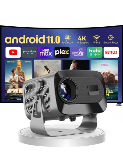 Buy Projector [ Android 11.0/Electric focus] with WiFi 6 and Auto keystone,15000lumens Movie Projector,Full HD 1080P Supported 360° Angle adjustment Video Projector,home theater A10 PLUS in UAE