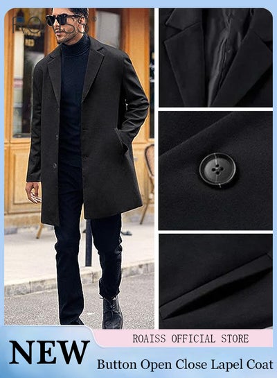 Men's Loose Lapel Neck Jacket Mens Party Fashion Long Sleeve Coat