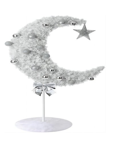 Buy Homesmiths Ramadan Crescent Moon Tree White Color 180cm with 100 string Lights Battery Operated, 16 Balls, Star & Bow in UAE