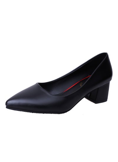 Buy Low Heel Women Dressy Office Lady Shoes Fashion Ladies Comfort Elegant Women Casual Thick Small Heels Solid Color Sleek Commuter Office Lady Shoes in UAE