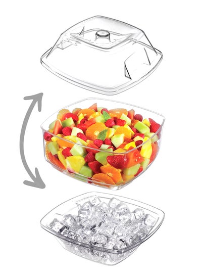 Buy LIFE SMILE Fruit Storage - Fruit Plate with Cover - Break Resistant Acrylic Spill Proof Multi Purpose Platter For Appetizer, Fruits, Vegtables,Ice Tray in UAE