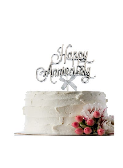 Buy Silver Happy Anniversary Cake Topper in UAE