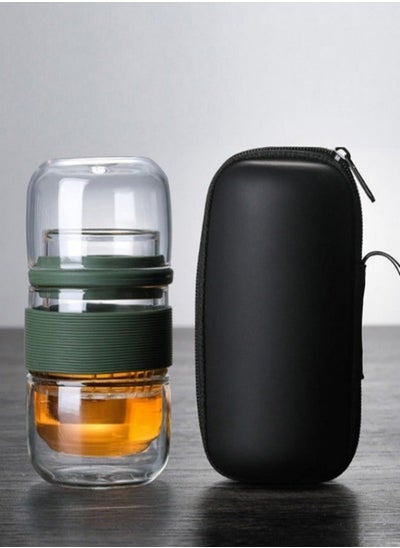 Buy Double Wall Glass Travel Mug with Removable Tea Infuser - Portable Tea Tumbler for Office, Home, and Travel in UAE