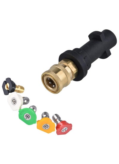 Buy Pressure Washer Gun Adapter with 1/4 inch Quick Connect Fitting and 5 Pack Spray Nozzle Tips Sets Multiple Degrees Brass Female Pressure Washer Accessories Compatible Karcher K2, K3, K4, K5, K6, K7 in Saudi Arabia