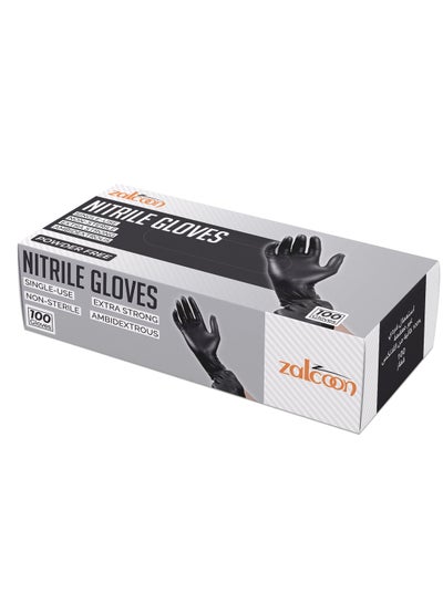 Buy Zalcoon Nitrile Exam Gloves, Black, Powder Free, Latex Free, 6-Mil, Best for Restaurant, Saloon, Kitchen, Cleaning, Food Prep (1 Pack x 100 Pieces) in UAE