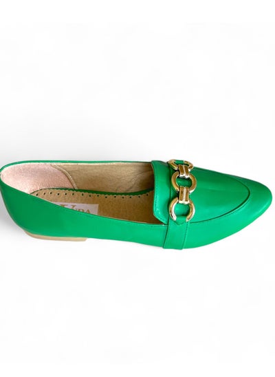 Buy High Quality Leather Ballerina With Buckle On The Front-GREEN in Egypt