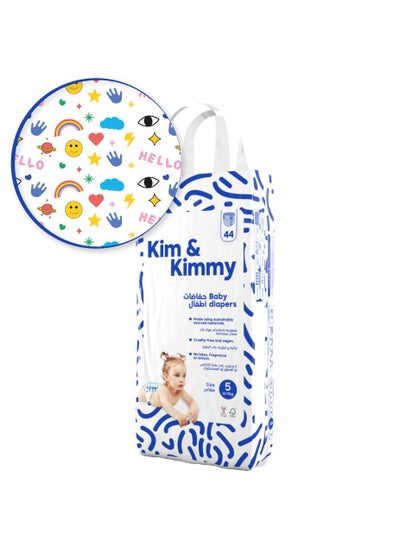 Buy Kim & Kimmy - Size 5 Diapers,12-17kg, qty 44 - Funny Icons in UAE