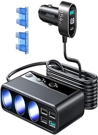 Buy Joyroom JR-Cl06 154W Car Cigarette Lighter Adapter With Three Sockets Six Ports Pd+Qc3.0 Usb 4 - Black in Egypt