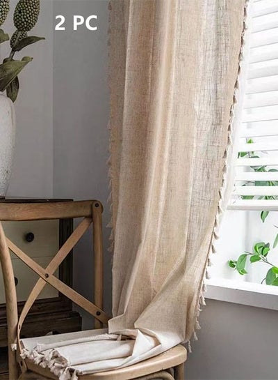 Buy 2-Piece Modern Simple Curtain With Fringe 240 x 150 Centimeter in UAE