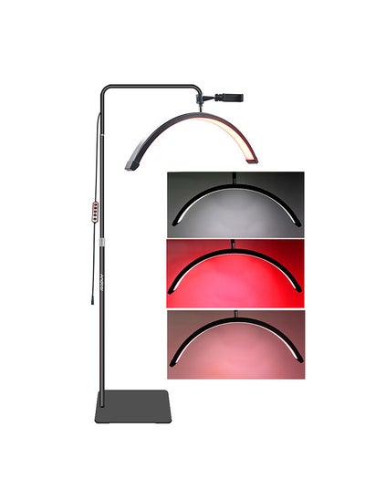 Buy 36W Floor LED Video Light Half-moon Shaped Fill Light Dimmable with 5600K White Light & Red Light 186cm Metal Light Stand Phone Holder Remote Control in UAE