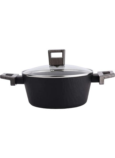 Buy Amercook Rock Stone Non Stick Casserole Cooking Pot 20 Cm Black in Saudi Arabia