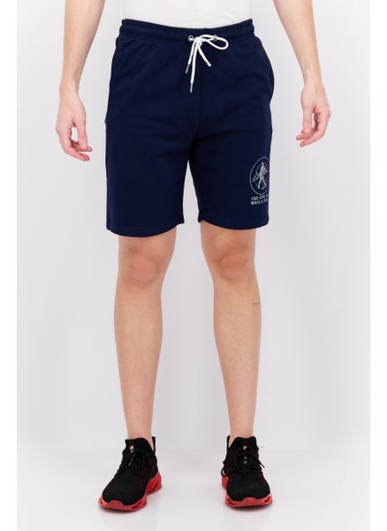 Buy Men Graphic Printed Basic Shorts, Navy in UAE