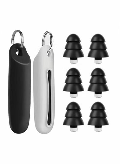 Buy 3 Pairs Reusable Silicone Ear Plugs Waterproof Noise Cancelling Ear Plugs, Perfect for Sleep, Work, Study, Swimming, Concerts Noise Reduction Comfortable Hearing Protection Black in UAE