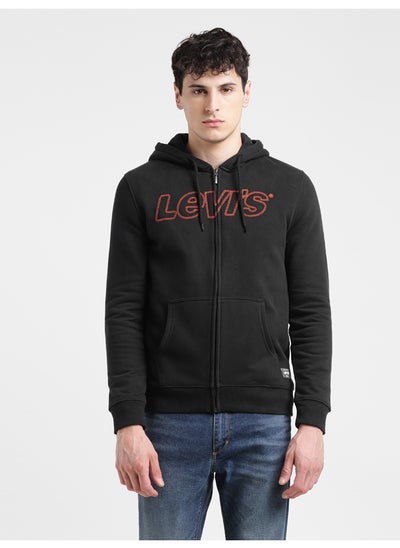 Buy Men's Solid Black Hooded Sweatshirt in Egypt