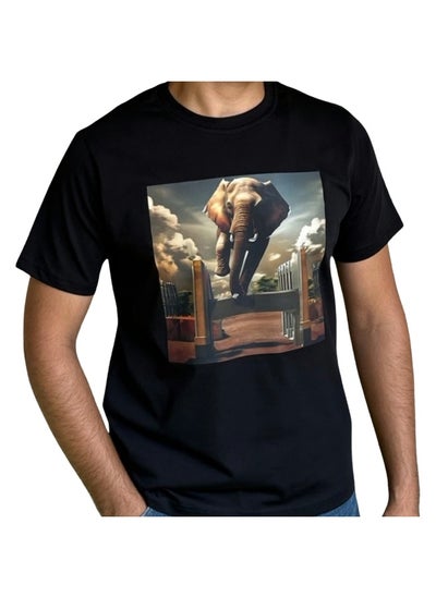 Buy Horse Polo Round Neck T-Shirt Black Printed, Elephant in Egypt