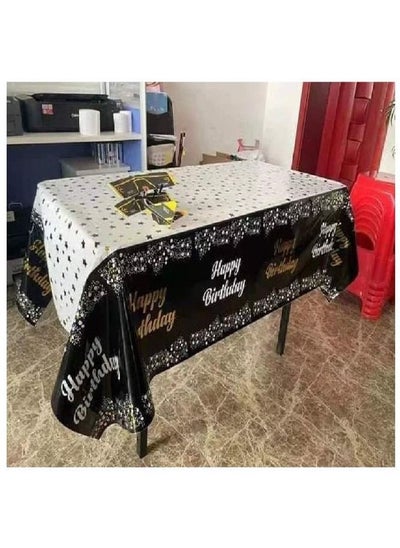 Buy Happy Birthday Table Covers Black Colors Confetti Tablecloth Party Decoration in Egypt