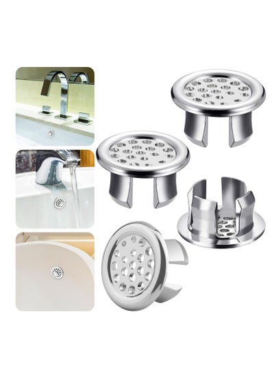 Buy Sink Overflow Ring, Kitchen Bathroom Sink Hole Round Overflow Cover Basin Trim Overflow Drain Cap Cover Insert in Hole Spares, 30mm Silver (4 Pieces Mesh-Type) in Saudi Arabia