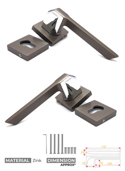 Buy Mortise Zinc Door Handle (W-2005 BLACK SATIN+CHROME) in Saudi Arabia