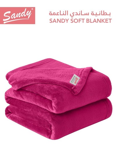 Buy SANDY Fleece Blanket, Premium Microfiber, Super Soft Flannel Blanket for Bed, Sofa, Couch and Home Decorations, Double Size 220x240 cm, Fuchsia in Saudi Arabia