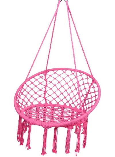 Buy Agility Hammock Chair Macrame Swing, Hanging Cotton Rope Garden Chair Max Weight: 260 Pounds (Pink) in UAE