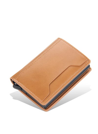 اشتري Slim Wallet for Men RFID Smart Front Pocket Minimalist Leather Wallet Antimagnetic Anti Theft Medium Deposit ID Money Bank Card Size Men Gift  Brown في الامارات