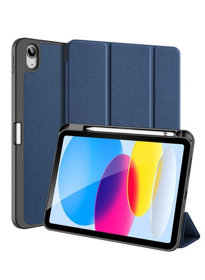 For iPad 10th Gen 10.9 2022 DUX DUCIS Domo Series Magnetic Flip Leather  Tablet Case(Blue)