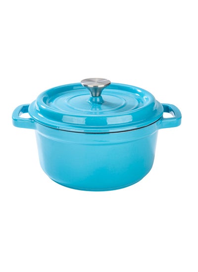 Buy Cast iron cooking pot, Cooking pot, Turquoise, Size 28 Cm in Saudi Arabia