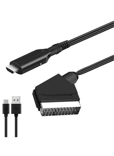 اشتري Scart to HDMI Converter HD Video Audio Converter Scart to HDMI Adapter Cable with USB Cable for Monitor Computer Projector PC TV في الامارات