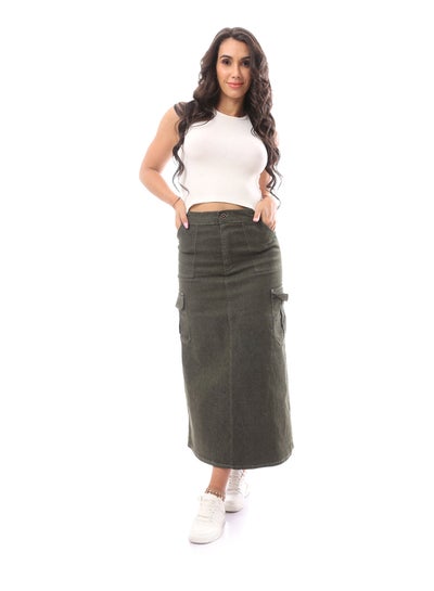 Buy Dark Jeans Buttonned Closure_Green in Egypt