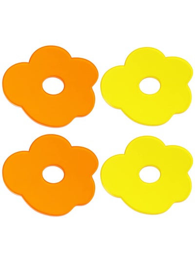 اشتري SYOSI 4 Pcs Acrylic Coasters, Colorful Flower-Shaped Coaster, Heat Resistant Anti Slip Drink Coaster for Coffee Cup, Tea Cup, Water Cup, Table Coaster for Bar/Kitchen/Home/Cafe (Yellow, Orange) في الامارات