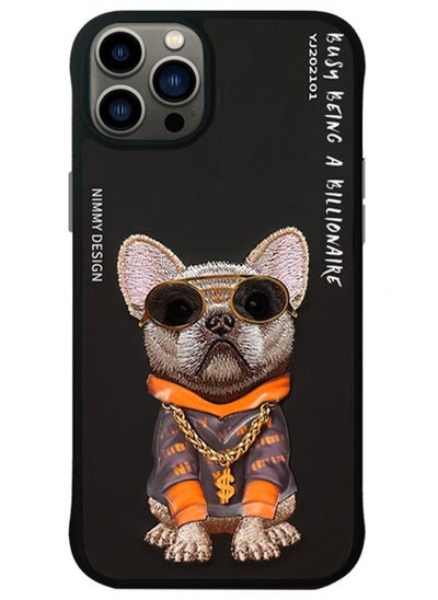 Buy 3D Embroidery Leather Swag Dog Case for iPhone 14 Pro Max Black Cover in Saudi Arabia