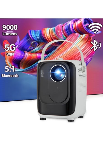 اشتري 5G WiFi Portable Video Projector, 1080P HD Projector Mini Projector with Tripod, Outdoor Movie Projector Supported Compatible with Bluetooth/WIFI/USB/SD Card في الامارات