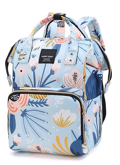 اشتري Diaper Bag Backpack Baby Essentials Travel Tote,Multifunction Waterproof Baby Bag Diaper Changing Backpacks with Pacifier Clips(Flower Blue) في الامارات