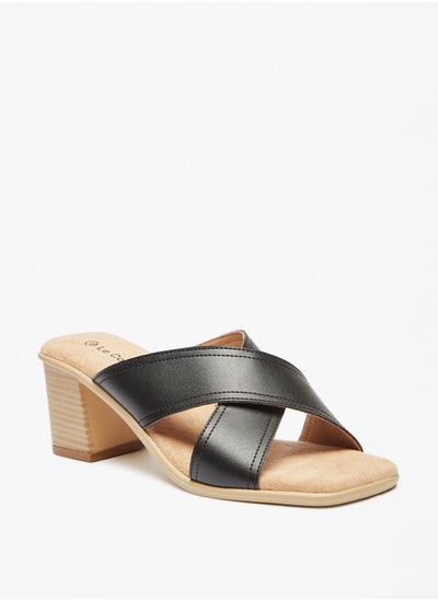 اشتري Cross Strap Slip On Sandals with Block Heels في الامارات