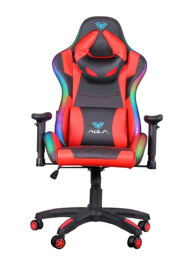 Buy F8041 Gaming Chair with RGB LED Light Adjustable Reclining Back and Armrest Red in UAE