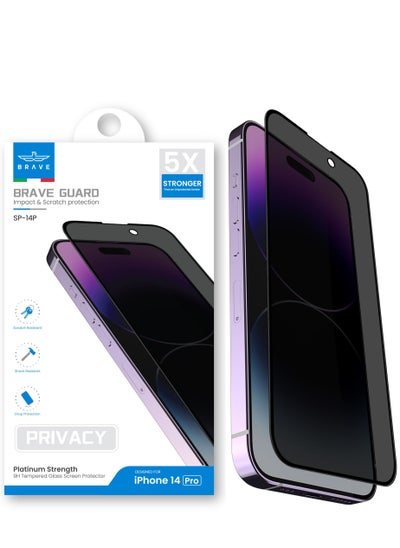 Buy 9H Privacy Full Coverage Screen Protector for iPhone 14 Pro 6.1-Inch, Anti-Spy Tempered Glass, Bubble Free, HD Clear, Anti-Scratch, Anti Crack Edge to Edge Protection Case-Friendly Black in UAE