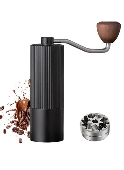 Buy Manual Coffee Grinder, Food Grade Stainless Steel Coffee Bean Heptagonal Conical Burr Grinder,High-Precision Double Bearing Positioning,Black in UAE