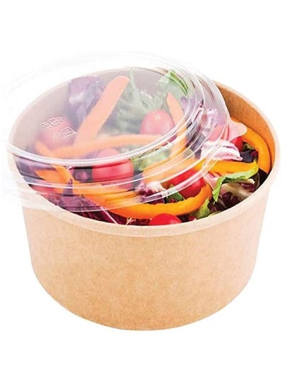 Buy SNH PACKing Kraft Salad Bowl 750ml Bio Disposable Bowl Brown With Lid 10 Pieces in UAE