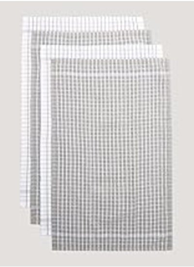 اشتري Matalan Terry Tea Towel, Grey Check, 4-Pack في مصر