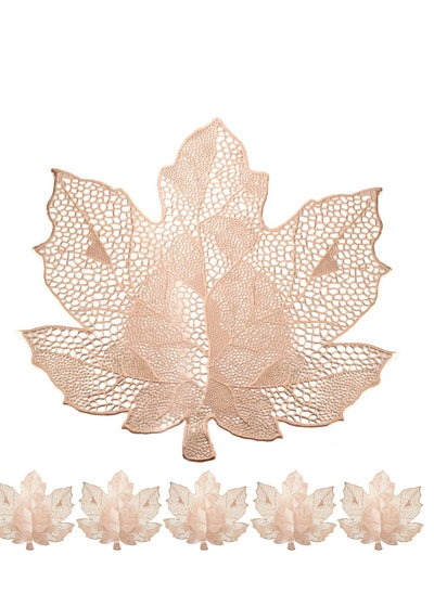 اشتري Fall Leaf Placemats Set of 6,Thanksgiving Placemats Harvest Maple Placemats 16X17inch for Party, Holiday and Wedding Table Decor（ Champagne Gold） في الامارات