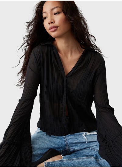 اشتري Mesh Detail Ruffle Shirt في السعودية