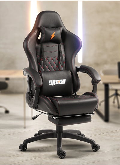 Buy Drogo Ergonomic Gaming Chair with 7 Way adjustable Seat PU Leather Material Desk Chair Head & USB Massager Lumbar Pillow Video Games Chair Home  Office Chair with Full Reclining Back Footrest Black in Saudi Arabia