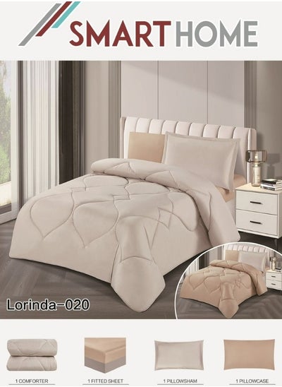 Buy 100% Microfiber Single Bed Mattress, Geometric Design Bed Cover, Reversible, Set of 4, Size 230X180cm in Saudi Arabia